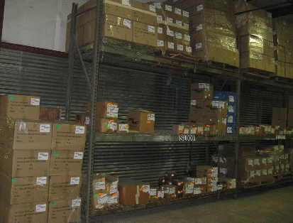 Inventory in a warehouse.